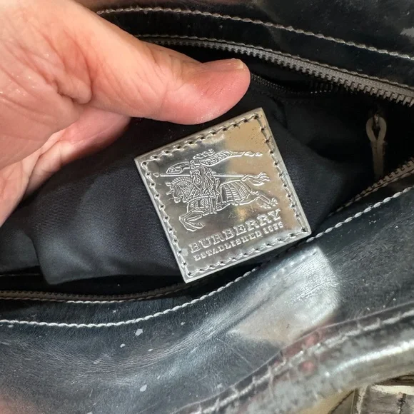 Burberry Metallic Silver and Checkered Tote Bag - Picture 7 of 11